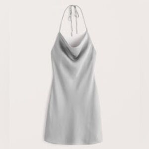 NWOT Abercrombie gray silver satin slip mini dress - small